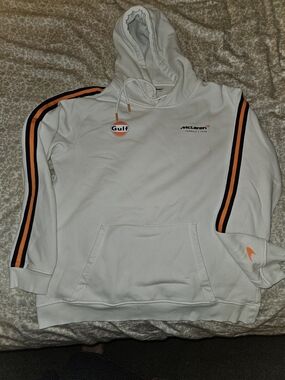 McLaren Gulf White Hooded Pullover with Racing Stripe